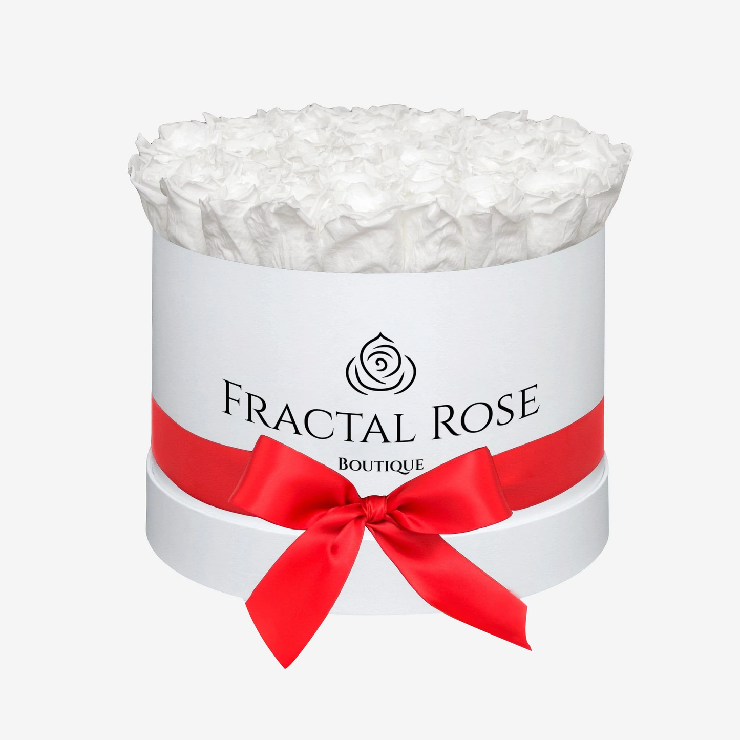 Grand Deluxe White Round Box - Luxury Preserved Red Roses - Exquisite Arrangement - Timeless Beauty - Elegant Gift - Fractal Rose Collection
