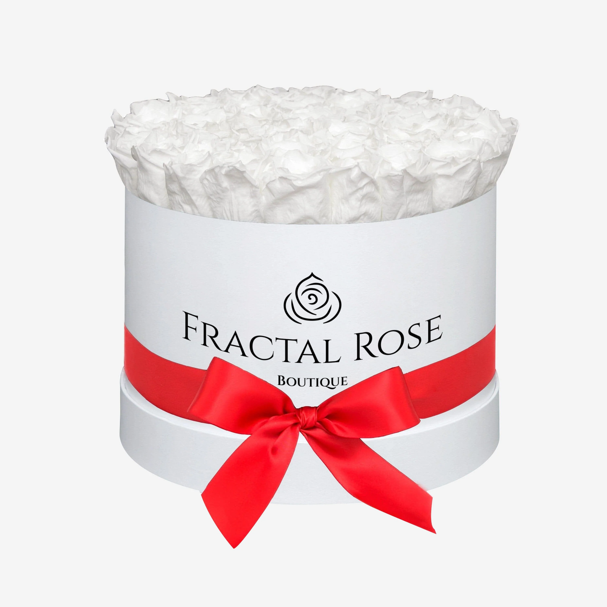 Grand Deluxe White Round Box - Luxury Preserved Red Roses - Exquisite Arrangement - Timeless Beauty - Elegant Gift - Fractal Rose Collection