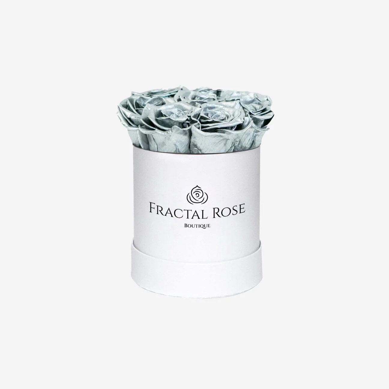 Fractal Rose Mini Deluxe Round Box - Luxury Preserved Roses - Black Box - 7 Eternal Roses - Elegance and Sophistication - Perfect Gift - Fractal Rose Collection