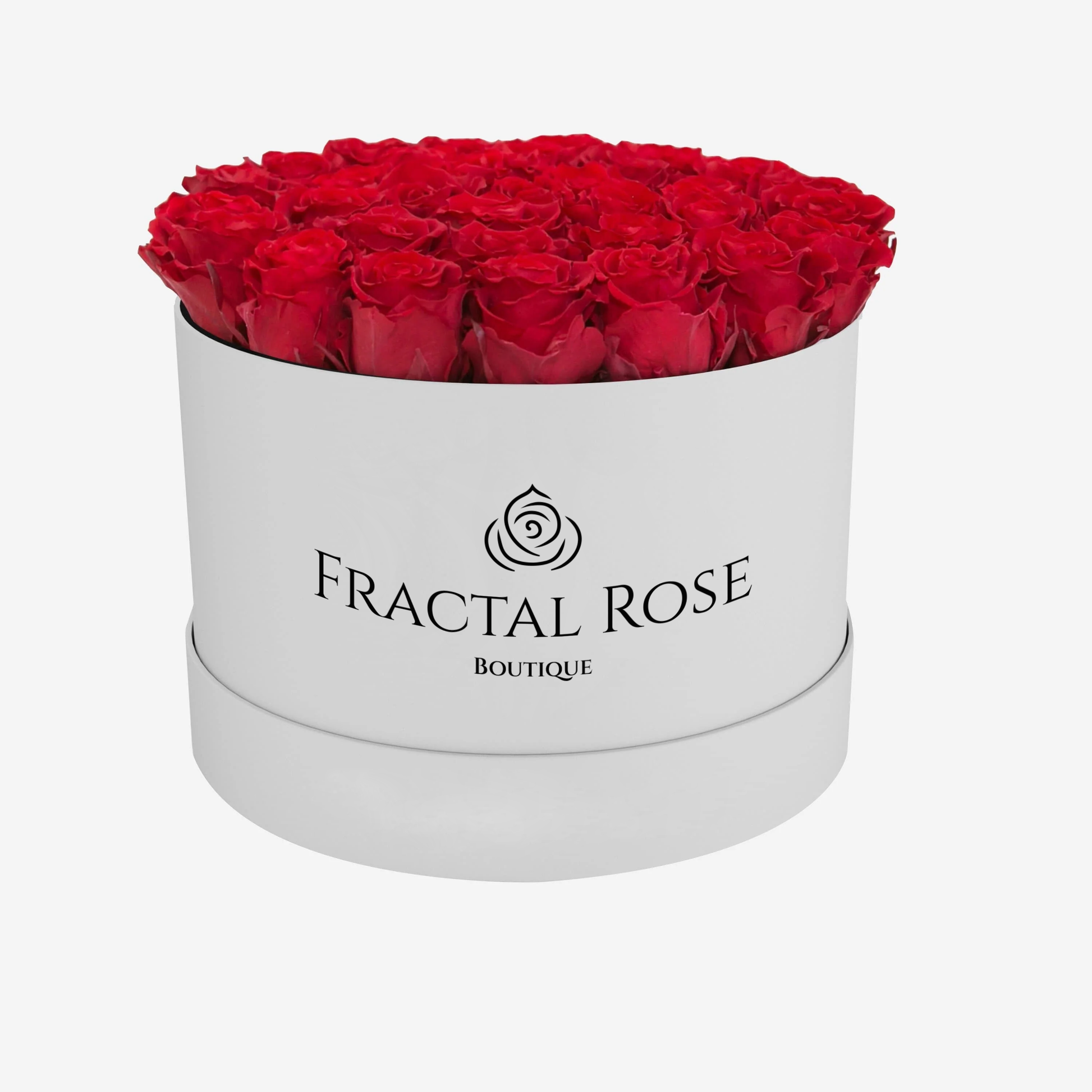 Grand Deluxe White Round Box - Luxury Preserved Red Roses - Exquisite Arrangement - Timeless Beauty - Elegant Gift - Fractal Rose Collection