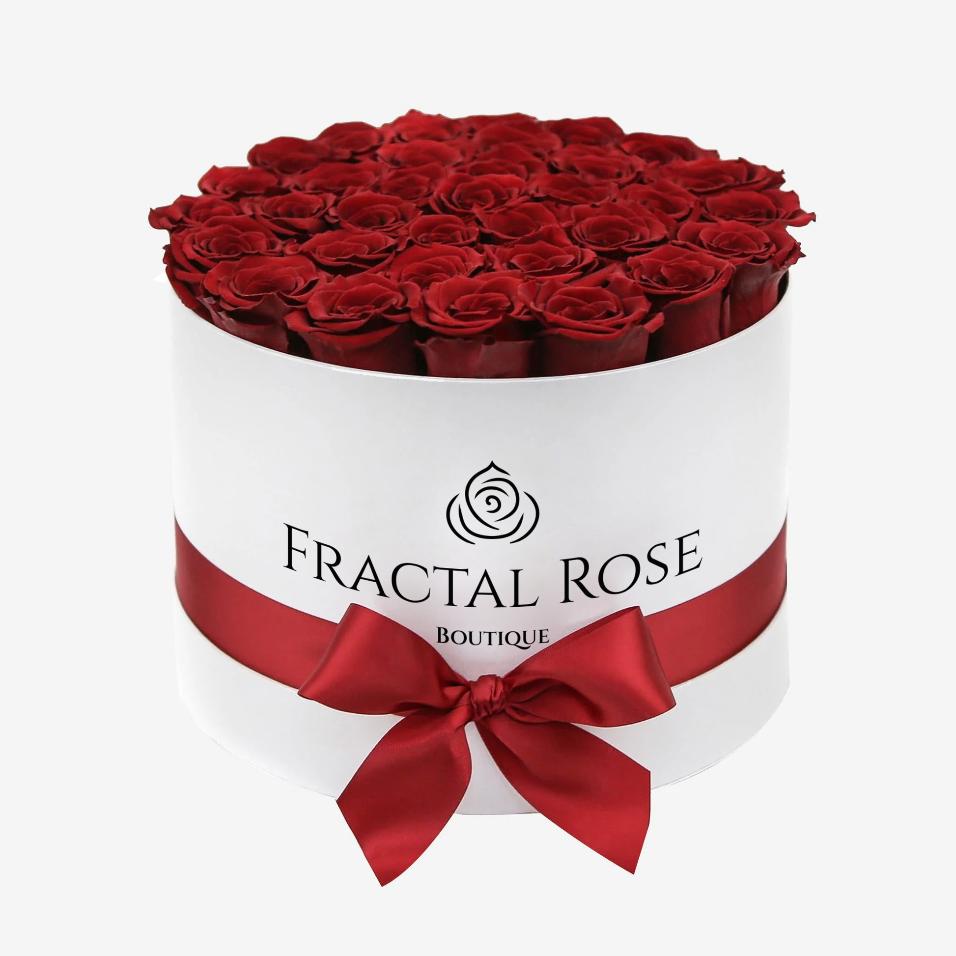 Grand Deluxe White Round Box - Luxury Preserved Red Roses - Exquisite Arrangement - Timeless Beauty - Elegant Gift - Fractal Rose Collection