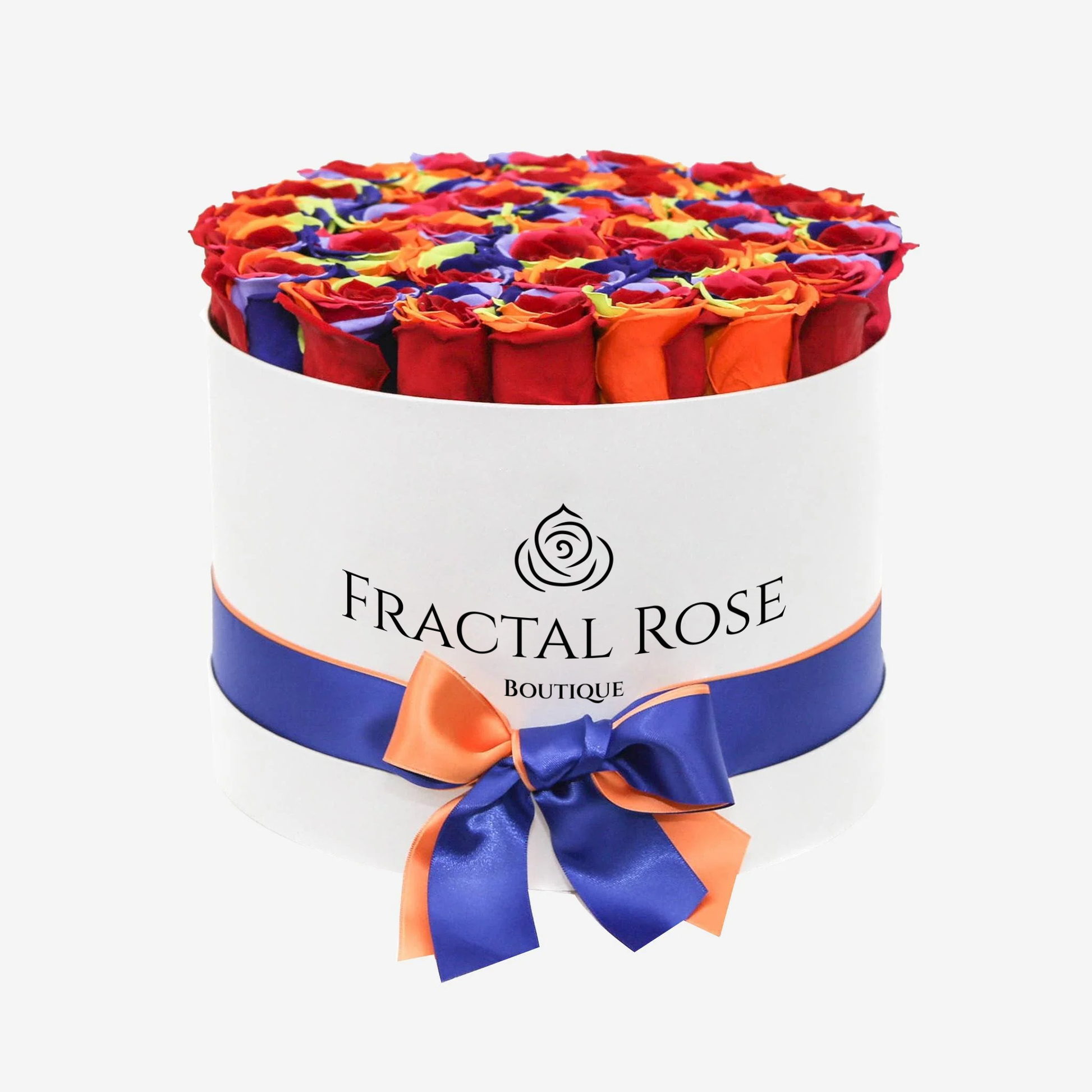 Grand Deluxe White Round Box - Luxury Preserved Red Roses - Exquisite Arrangement - Timeless Beauty - Elegant Gift - Fractal Rose Collection