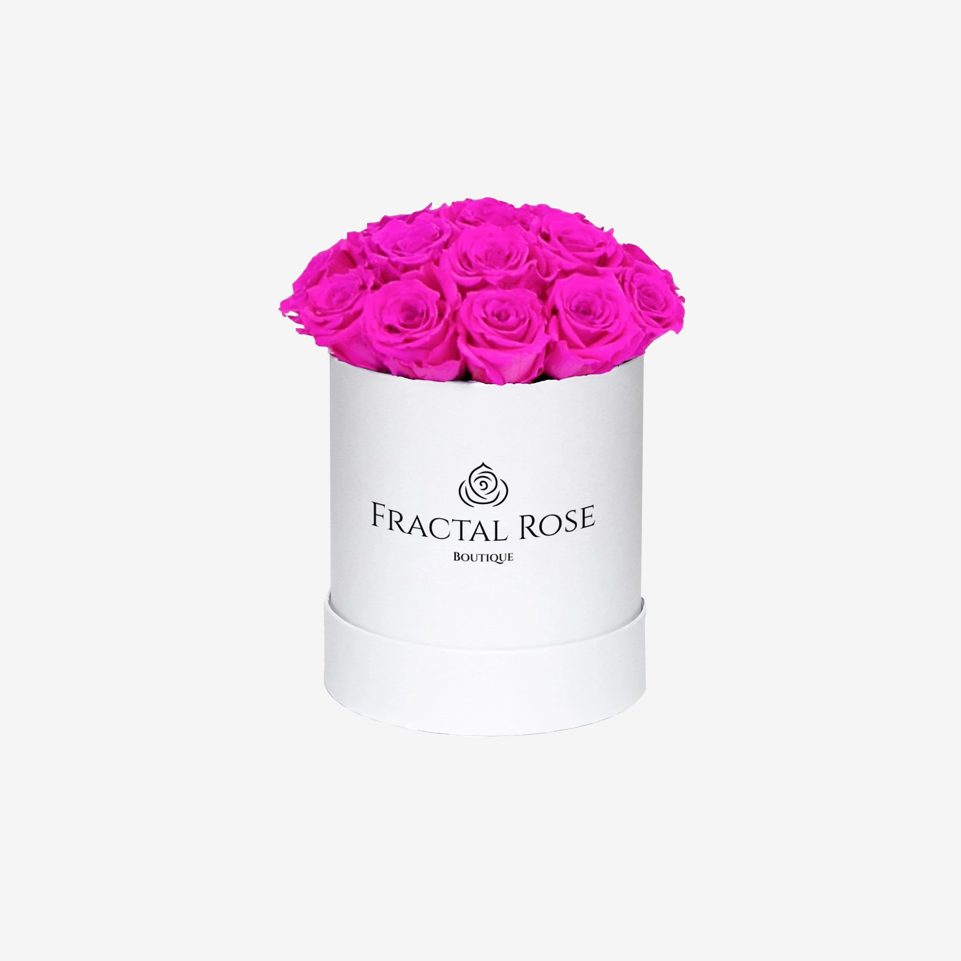 Fractal Rose Mini Deluxe Round Box - Luxury Preserved Roses - Black Box - 7 Eternal Roses - Elegance and Sophistication - Perfect Gift - Fractal Rose Collection