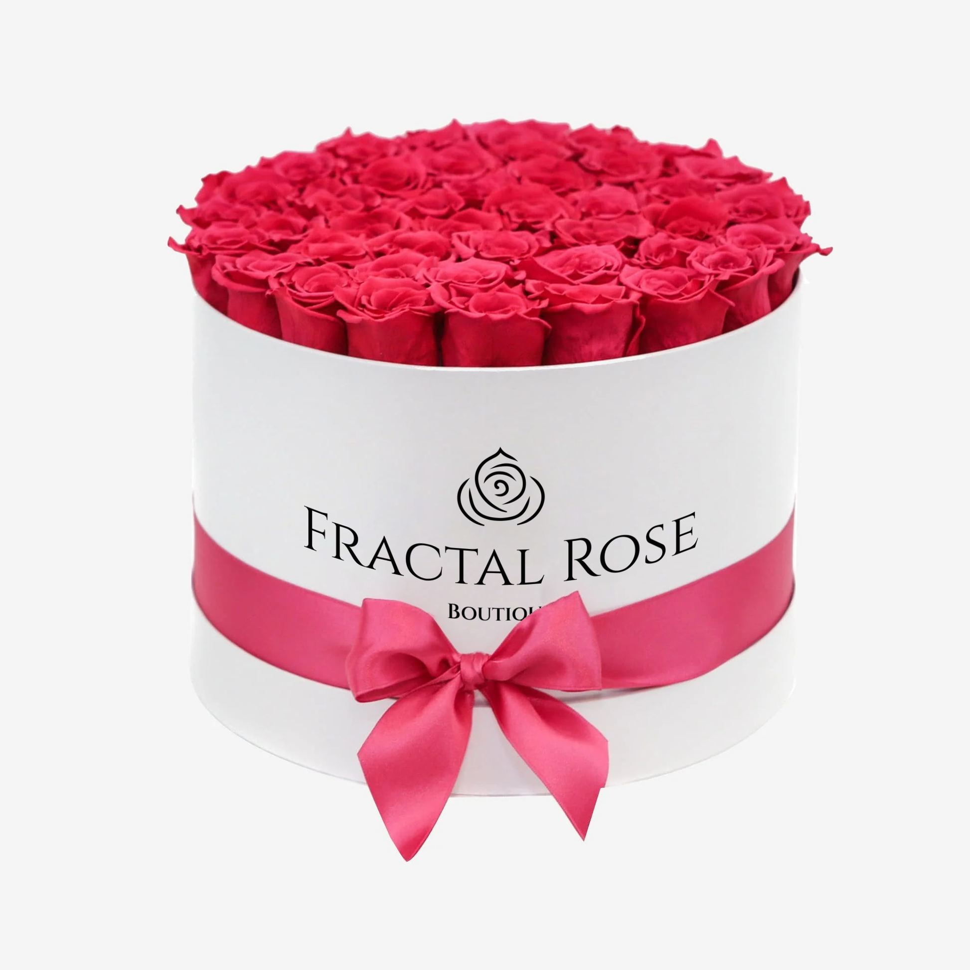Grand Deluxe White Round Box - Luxury Preserved Red Roses - Exquisite Arrangement - Timeless Beauty - Elegant Gift - Fractal Rose Collection