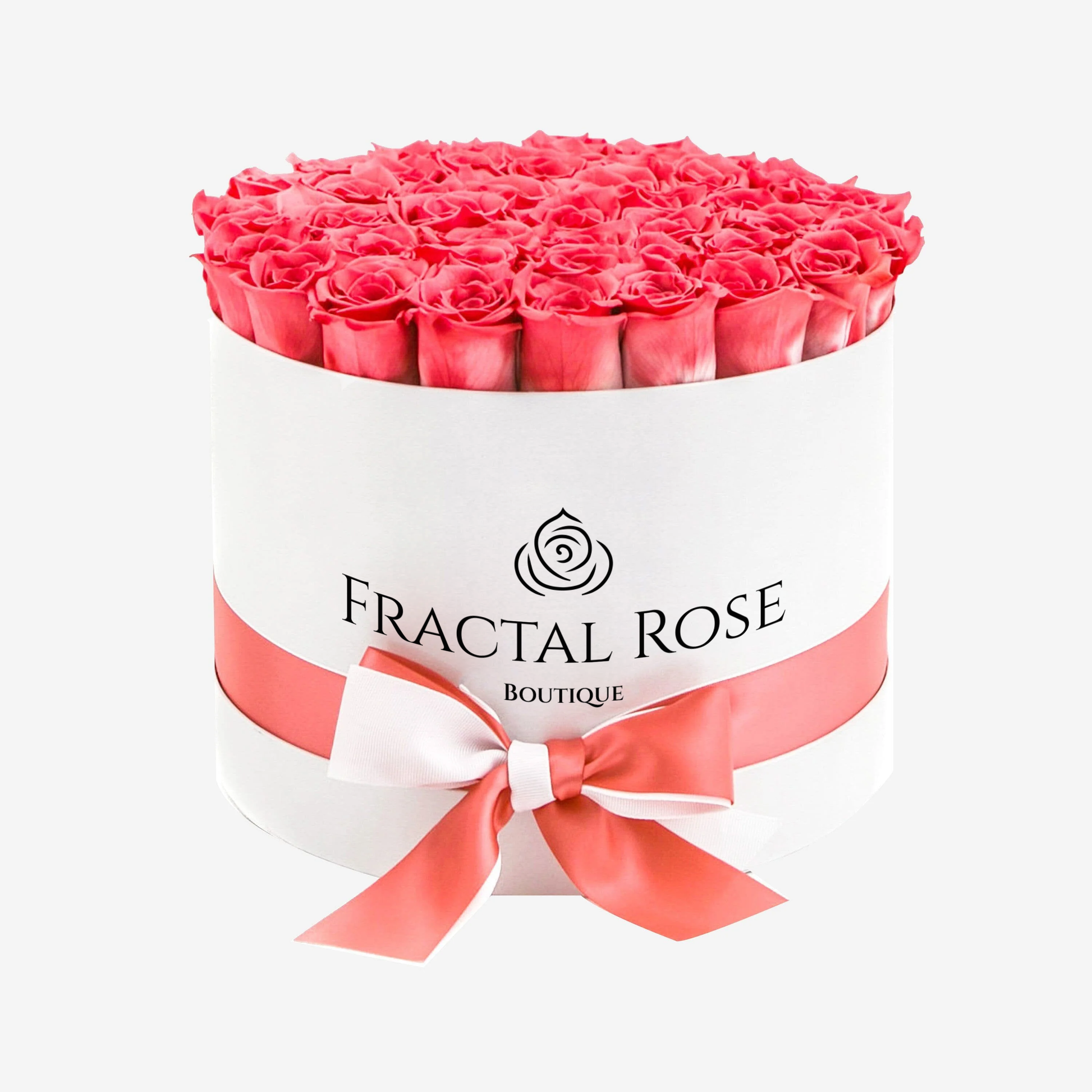 Grand Deluxe White Round Box - Luxury Preserved Red Roses - Exquisite Arrangement - Timeless Beauty - Elegant Gift - Fractal Rose Collection