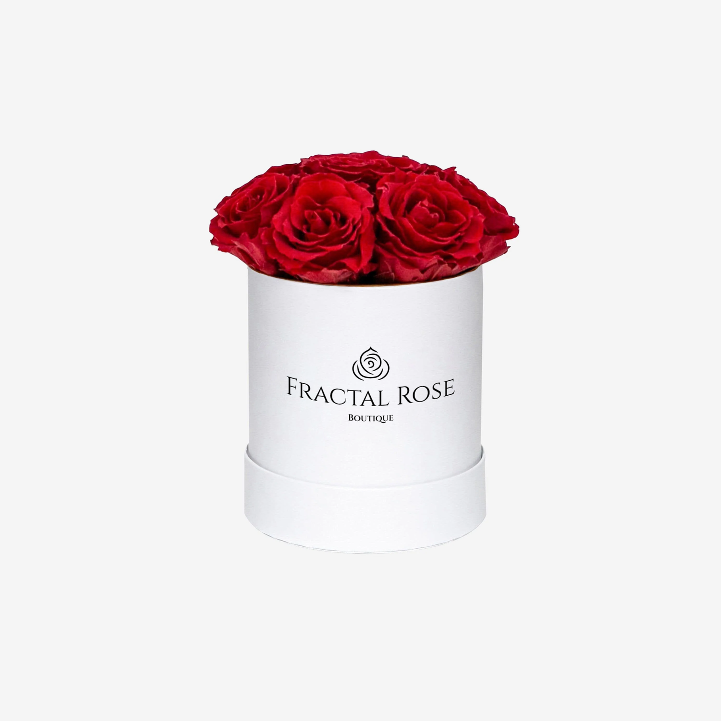 Fractal Rose Mini Deluxe Round Box - Luxury Preserved Roses - Black Box - 7 Eternal Roses - Elegance and Sophistication - Perfect Gift - Fractal Rose Collection
