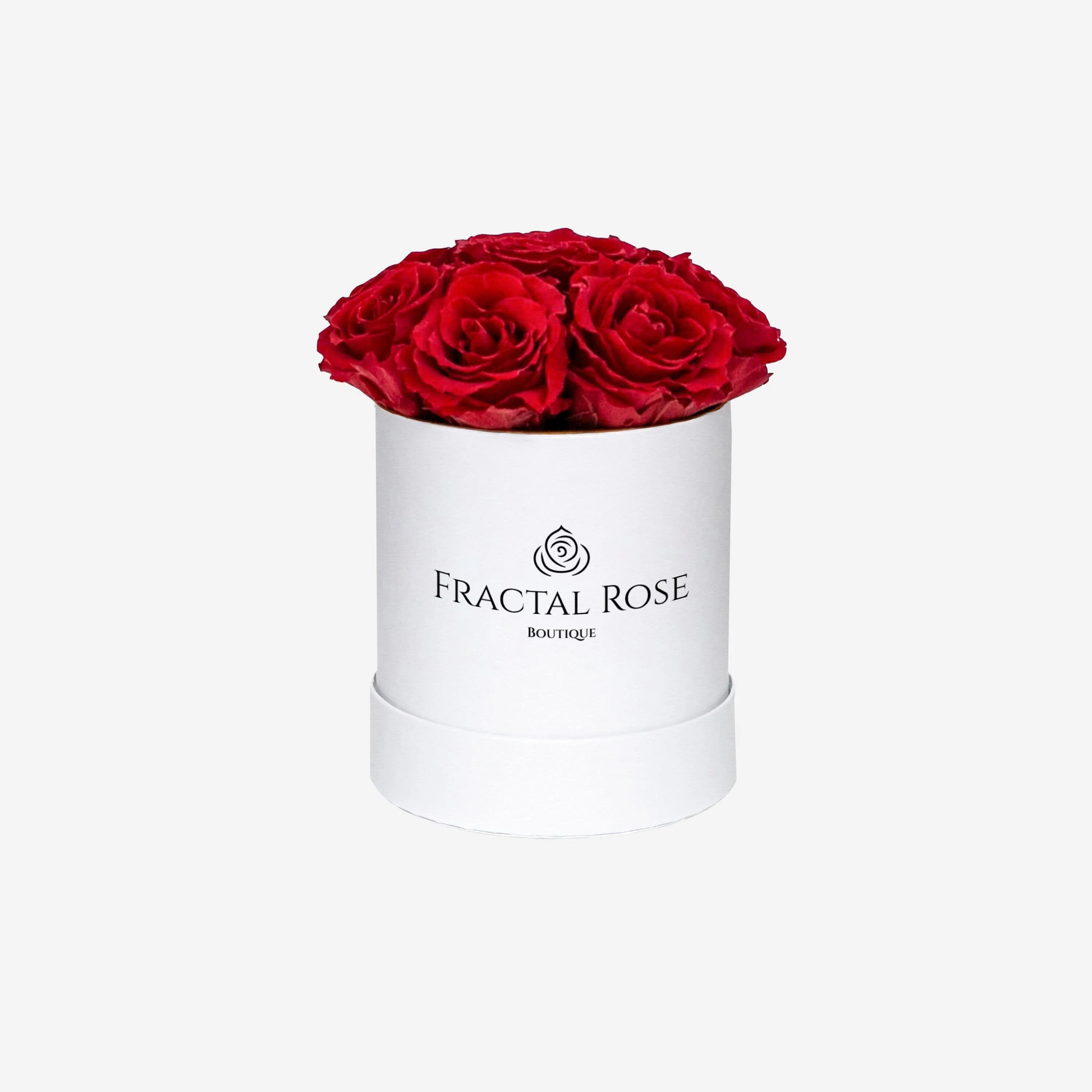Fractal Rose Mini Deluxe Round Box - Luxury Preserved Roses - Black Box - 7 Eternal Roses - Elegance and Sophistication - Perfect Gift - Fractal Rose Collection