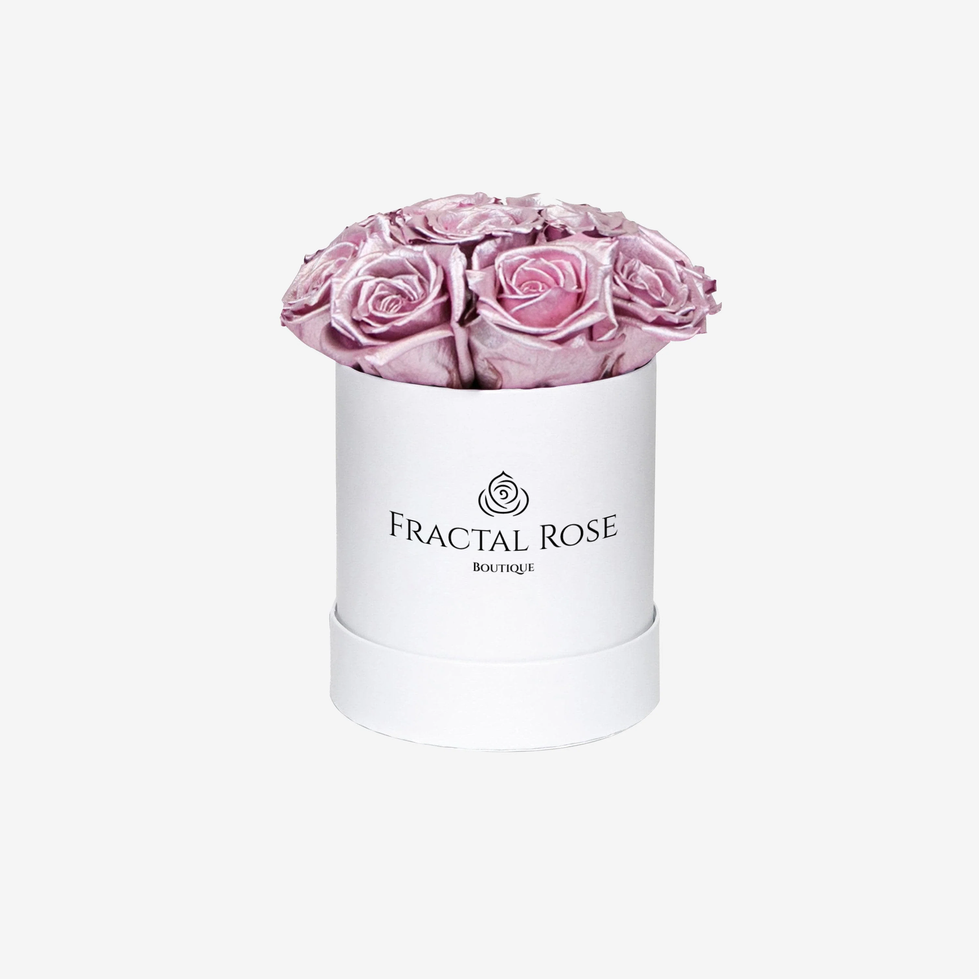 Fractal Rose Mini Deluxe Round Box - Luxury Preserved Roses - Black Box - 7 Eternal Roses - Elegance and Sophistication - Perfect Gift - Fractal Rose Collection