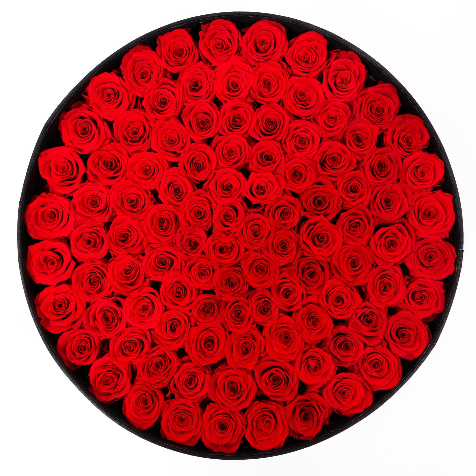 Luxury Preserved Roses - Big Round Box - 100 Eternal Roses - Opulence and Grandeur - Striking Floral Arrangement - Fractal Rose Collection