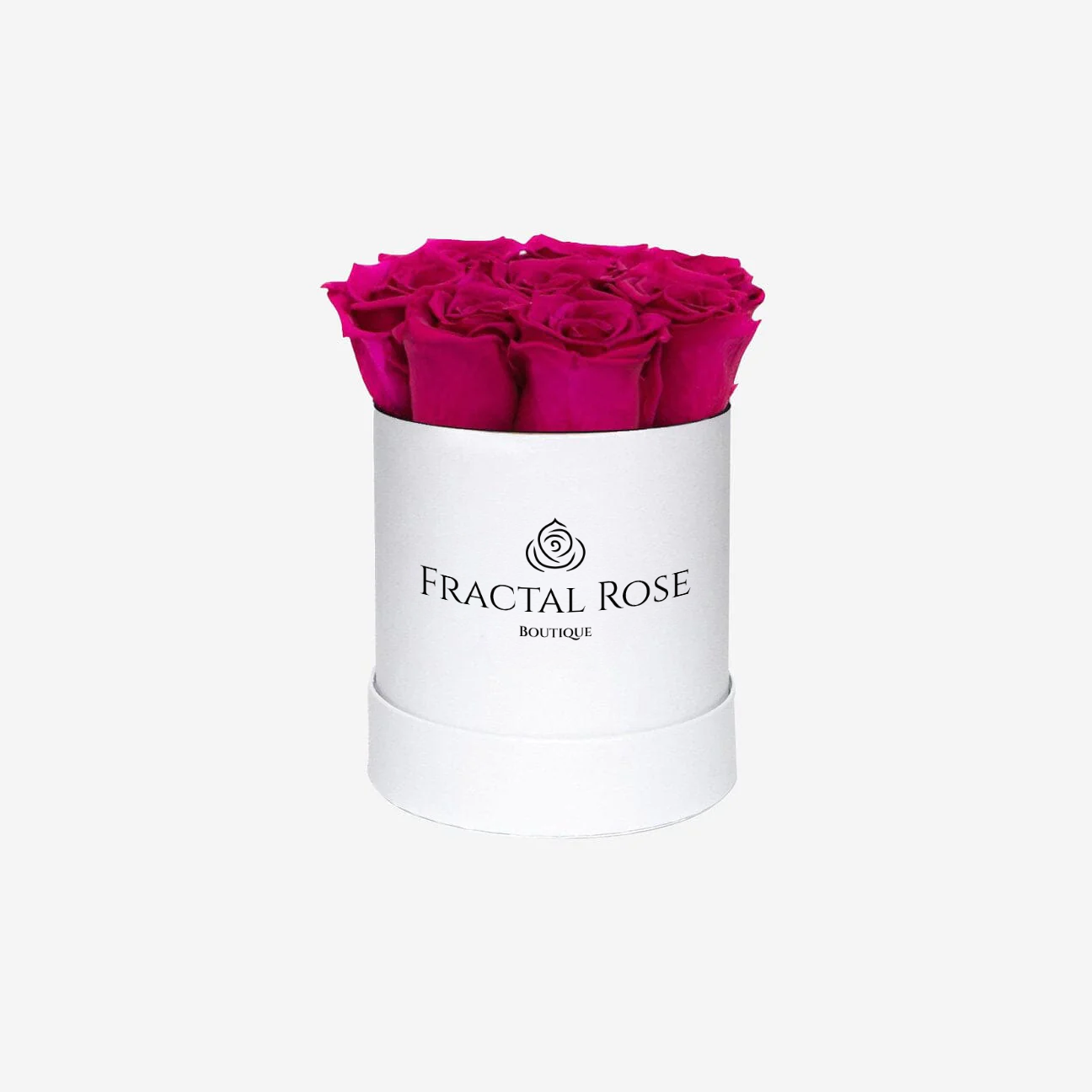 Fractal Rose Mini Deluxe Round Box - Luxury Preserved Roses - Black Box - 7 Eternal Roses - Elegance and Sophistication - Perfect Gift - Fractal Rose Collection