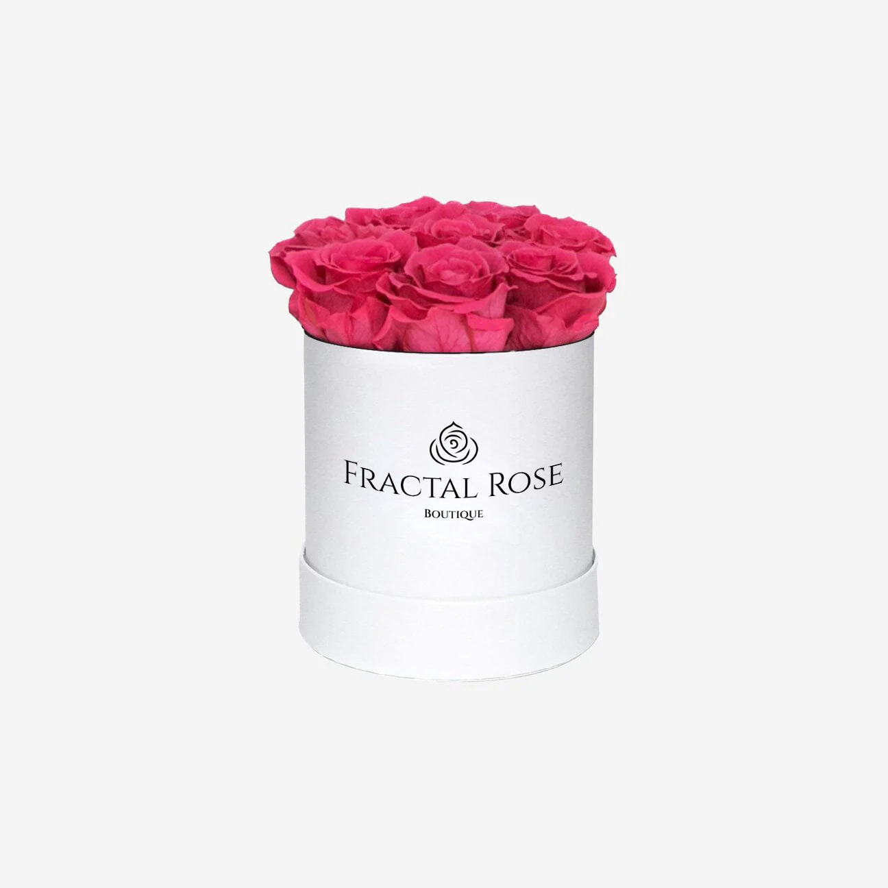Fractal Rose Mini Deluxe Round Box - Luxury Preserved Roses - Black Box - 7 Eternal Roses - Elegance and Sophistication - Perfect Gift - Fractal Rose Collection