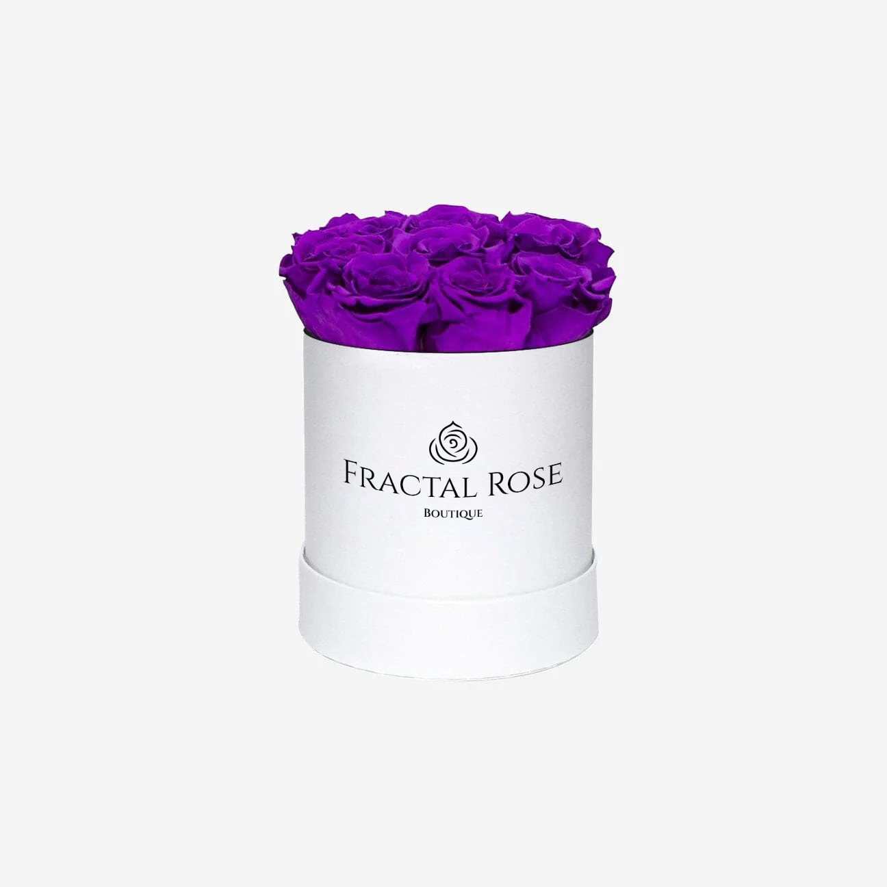 Fractal Rose Mini Deluxe Round Box - Luxury Preserved Roses - Black Box - 7 Eternal Roses - Elegance and Sophistication - Perfect Gift - Fractal Rose Collection