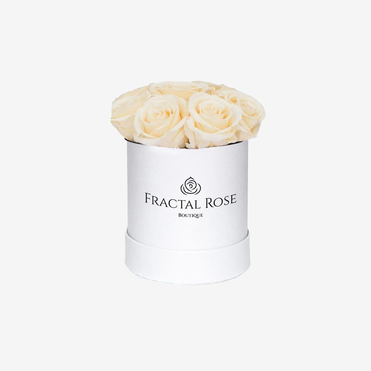 Fractal Rose Mini Deluxe Round Box - Luxury Preserved Roses - Black Box - 7 Eternal Roses - Elegance and Sophistication - Perfect Gift - Fractal Rose Collection