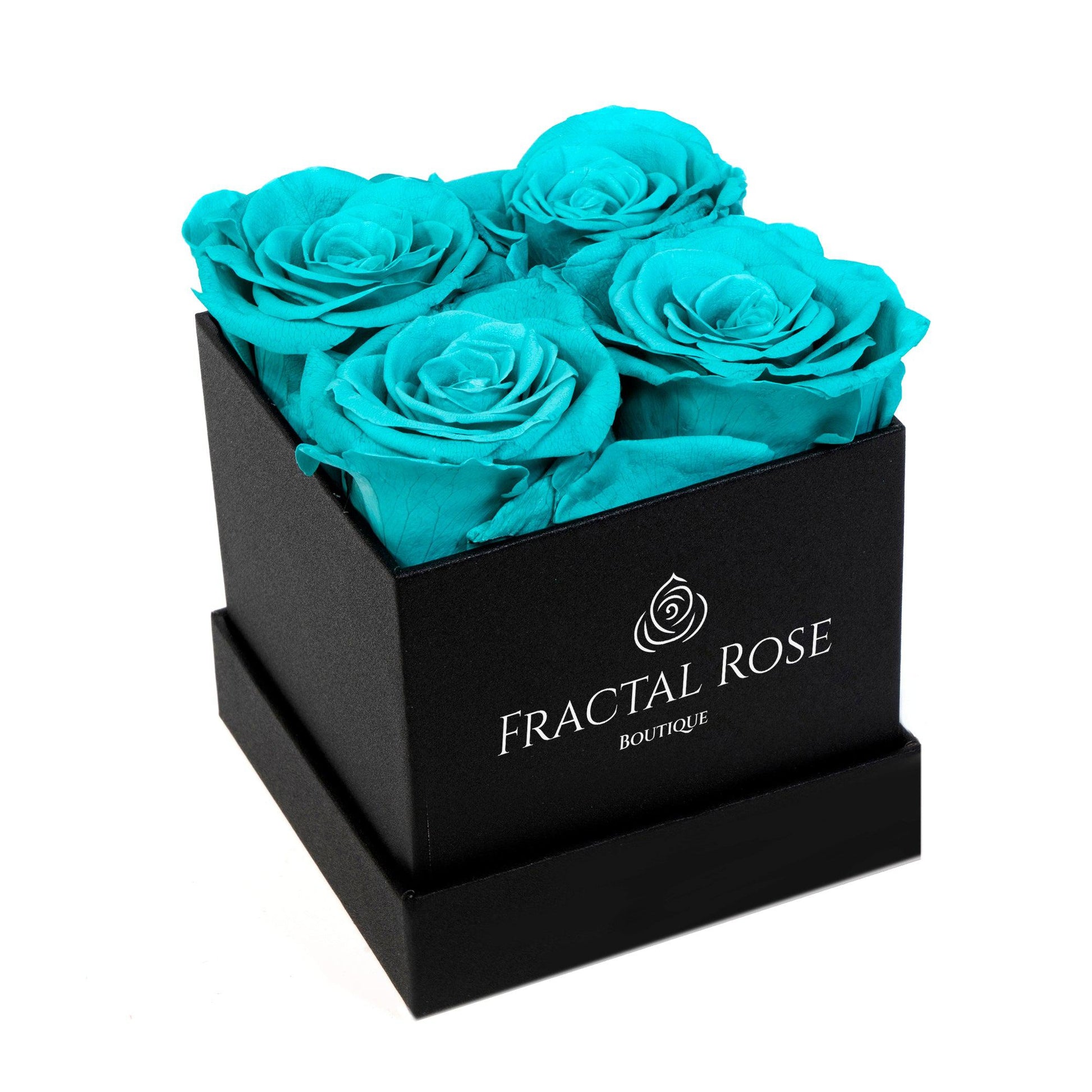 Mini Fractal Box - Modern Square Box - 4 Preserved Roses - Elegance and Charm - Captivating Floral Arrangement - Fractal Rose Collection
