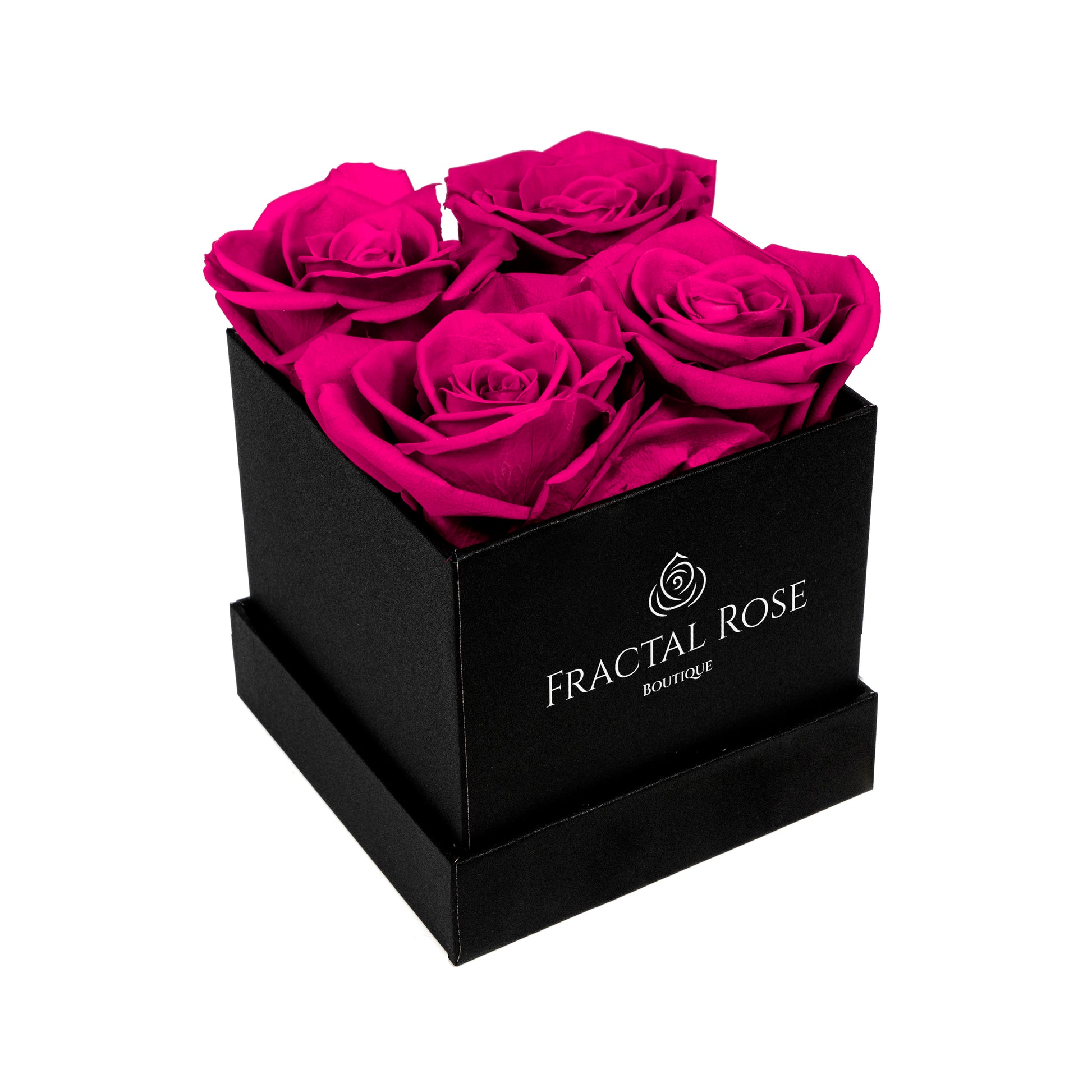 Mini Fractal Box - Modern Square Box - 4 Preserved Roses - Elegance and Charm - Captivating Floral Arrangement - Fractal Rose Collection