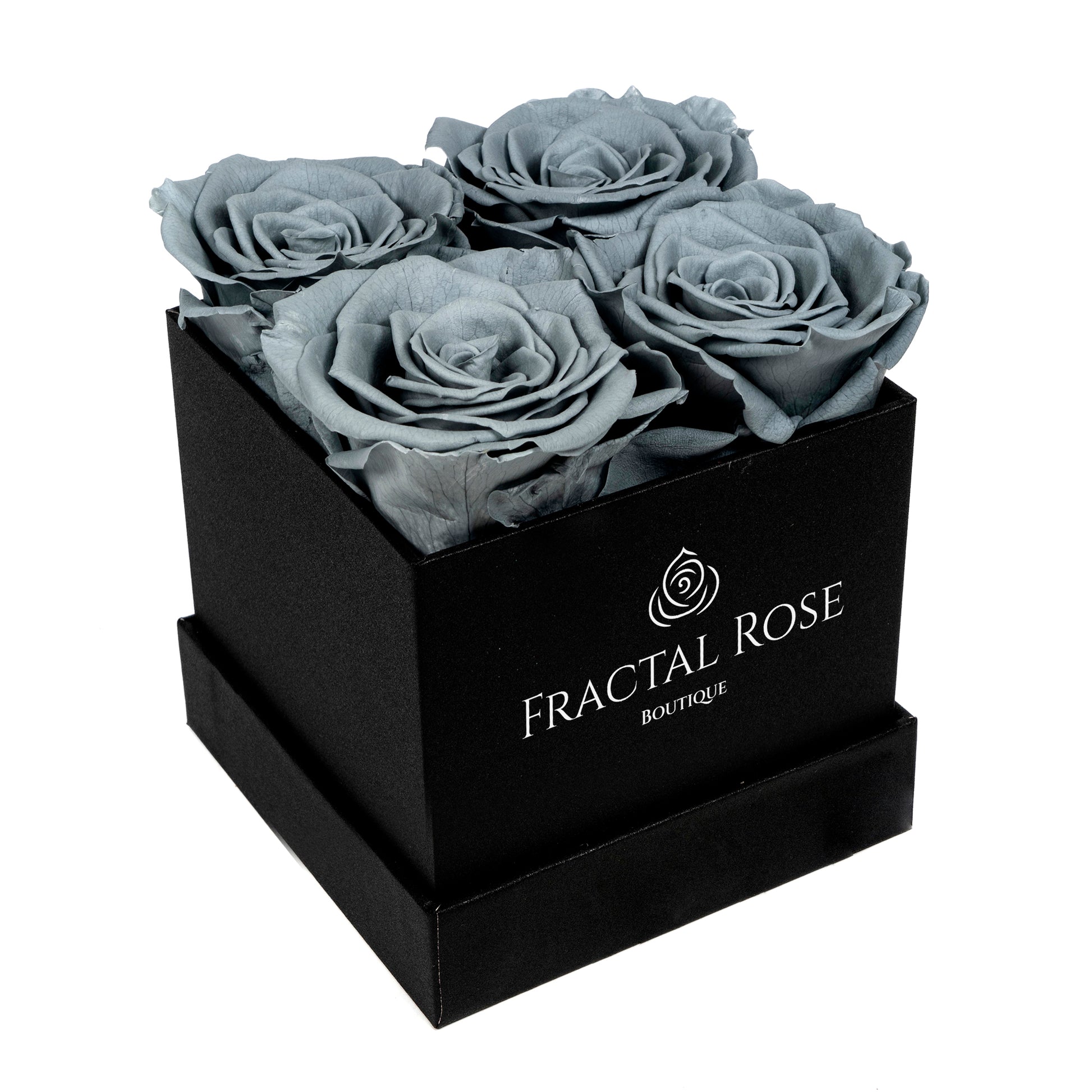 Mini Fractal Box - Modern Square Box - 4 Preserved Roses - Elegance and Charm - Captivating Floral Arrangement - Fractal Rose Collection