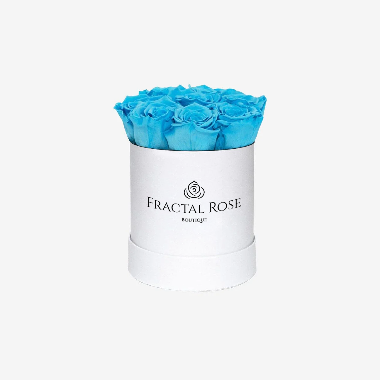 Fractal Rose Mini Deluxe Round Box - Luxury Preserved Roses - Black Box - 7 Eternal Roses - Elegance and Sophistication - Perfect Gift - Fractal Rose Collection
